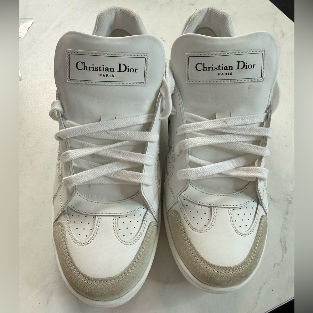 Christian Dior Star Walk Sneakers White Leather Suede Star CD Logo - Picture 2 of 12